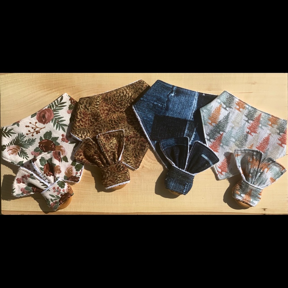 Rustic Fall bibs and teethers